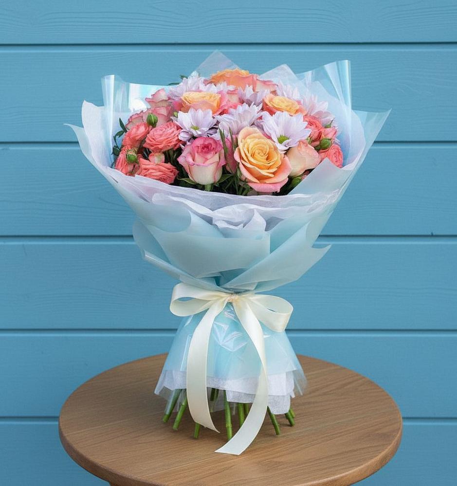 Букет цветов из: Хризантемы и Розы в Алексеевской Волгоградской области