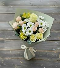 Букет цветов из:  Альстромерии, Розы и Хризантемы в Алексеевской Волгоградской области