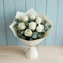 Букет Белые розы в Эвкалипте #REPLACE_PRED# Алексеевской Волгоградской области